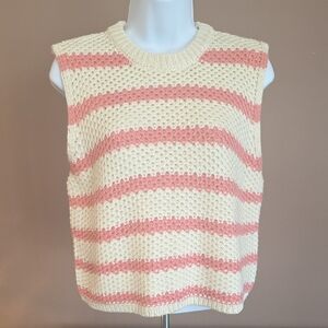 LA MIEL Cream and Pink Striped Knit Top